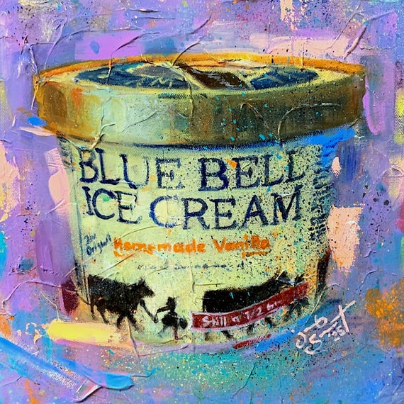 "Blue Bell - Homemade Vanilla" - 12”x12" - Original Painting on Canvas