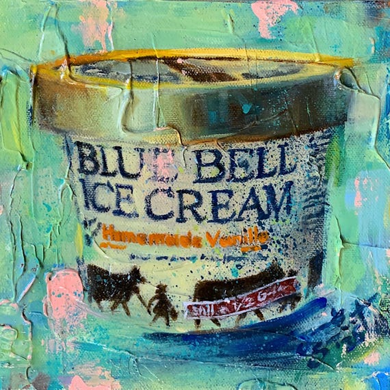 "Blue Bell - Homemade Vanilla" - 8”x8" - Original Painting on Canvas by Jacob Secrest