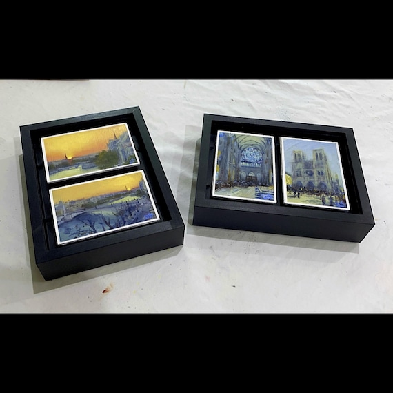 Paris - 4 Mini Paintings - Acrylic on Panel - Framed