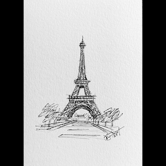 Eiffel Tower - #8 of 10 - 7"x5" - Ink on Watercolor Paper
