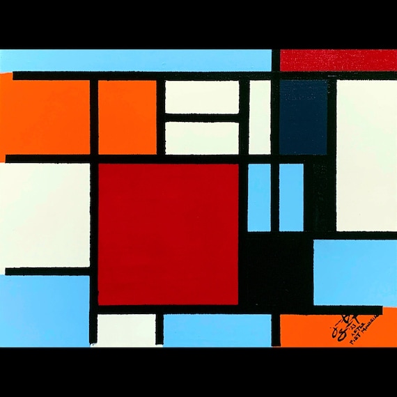 Master Study - "Composition with Large Red Plane,..." after Piet Mondrian - 12"x16" - Acrylic on Canvas