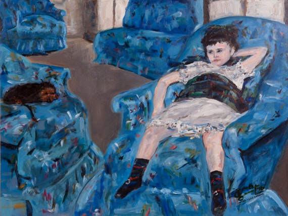 "Little Girl in the Blue Armchair" after Mary Cassatt - 12"x16" - Acrylic on Board