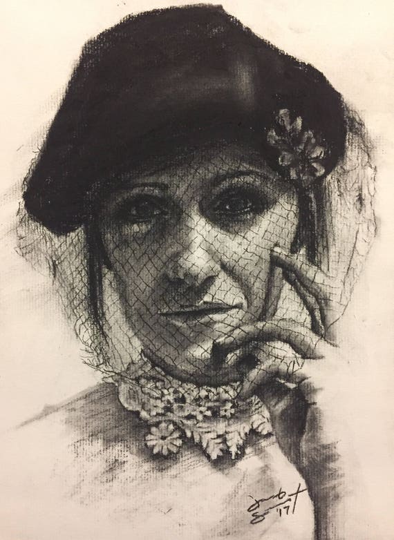 "Black Veil" - 12"x9" - Charcoal on Paper