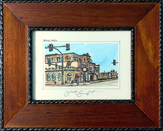 "Driggs, Idaho" - 5"x7" - Watercolor/Ink on Illustration Board - Framed