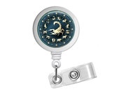 Zodiac Sign Scorpio Photo Glass Bottle Cap Retractable ID Badge Reel