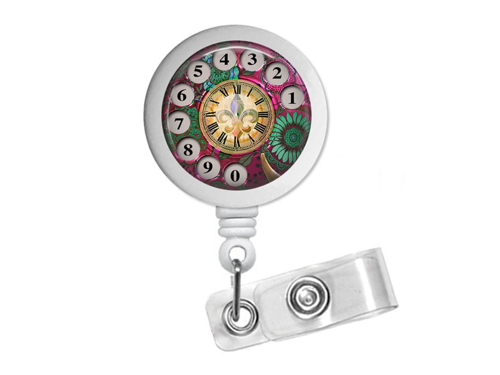 Phone Rotary Dial Photo Glass / Bottle Cap Retractable ID Badge Reel 
