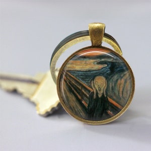 The Scream Edward Munch Painting Glass Pendant, Photo Glass Necklace, Glass Keychain, Glass Jewelry