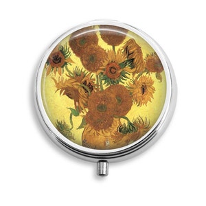 Van Gogh Painting Sunflower Pill Box, Pill Case, Pill Container, Mints Case, Trinkets Box, Jewelry Box (P008)