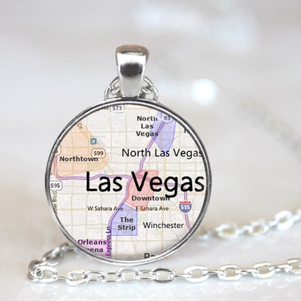 City Maps Las Vegas Glass Pendant/Necklace/Keychain