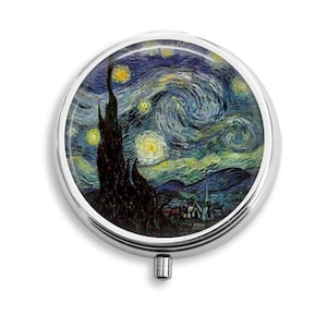 Van Gogh Painting Starry Night Pill Box, Pill Case, Pill Container, Mints Case, Trinkets Box, Jewelry Box(P007)