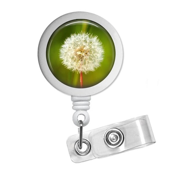 Dandelion Photo Glass/ Bottle Cap Retractable ID Badge Reel