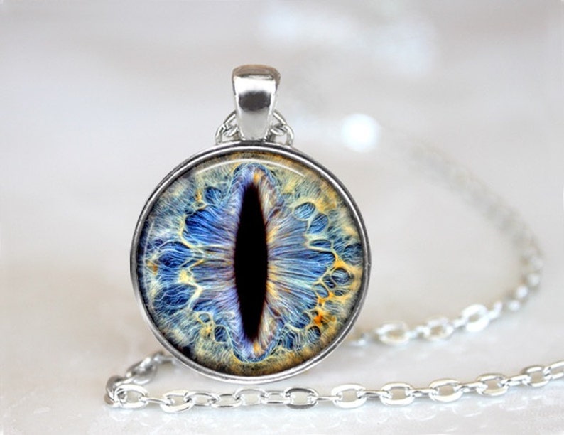 Eye Photo verre pendentif/collier/porte-clé Blue Dragon image 1