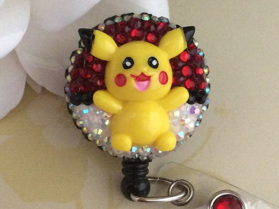 Rhinestone Pokémon Pikachu Retractable Id Badge Reel Nurse Badge Reel