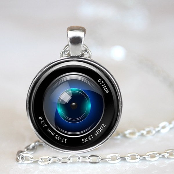 Camera Lens 1 Glass Pendant, Photo Glass Necklace, Glass Keychain, Glass Jewelry