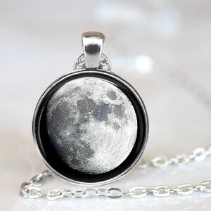 Solar System Moon Glass Pendant, Photo Glass Necklace, Glass Keychain, Glass Jewelry