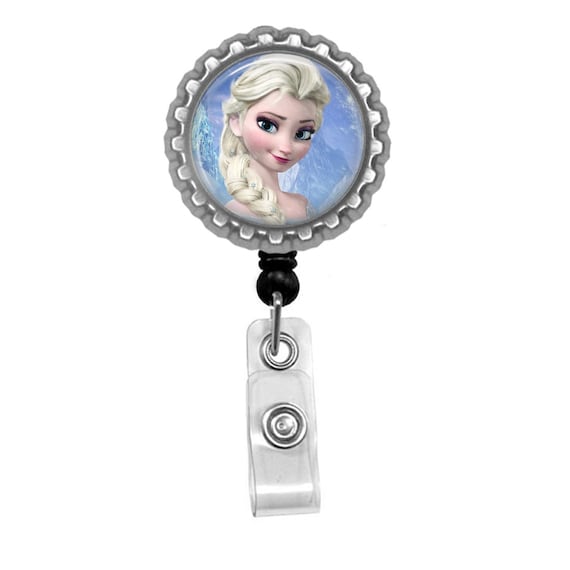 Elsa Photo Glass/Bottle Cap Retractable ID Badge Reel, Nurse Badge Reel