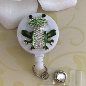 Rhinestone Frog Retractable ID Badge Reel, Nurse Badge Reel