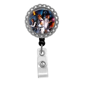 Star Wars 2 Photo Glass/ Bottle Cap Retractable ID Badge Reel 