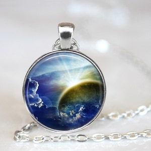 Moon And Clouds 2 Glass Pendant, Photo Glass Necklace, Glass Keychain, Glass Jewelry