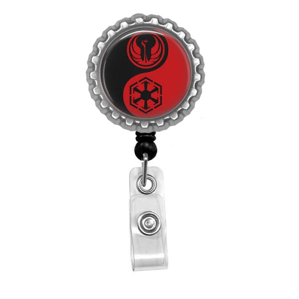 Yin And Yang Old Galactic Republic / Sith Empire Star Wars Inspired Photo Glass / Bottle Cap Retractable ID Badge Reel