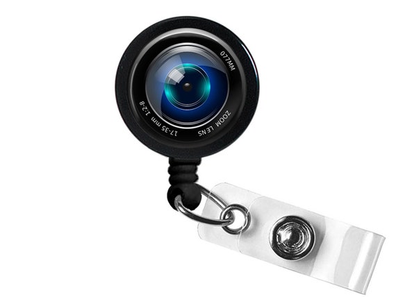 Camera Lens Photo Glass/ Bottle Cap Retractable ID Badge Reel