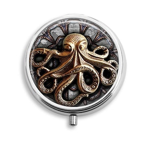 PLEASE READ DESCRIPTION! Not a 3D Steampunk Octopus Pill Box, Pill Case, Pill Container, Mints Case, Jewelry Box, Trinkets Box (P001)