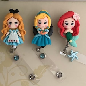 Princess Clay / Resin Retractable Badge Reel, 3 Different Options Nurse Badge Reel