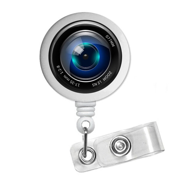 Camera Lens Photo Glass/ Bottle Cap Retractable ID Badge Reel, Nurse Badge Reel