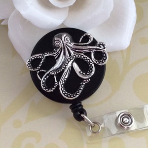 Steampunk Octopus Retractable ID Badge Reel, Heavy Duty Retractable ID Badge Reel