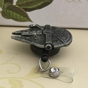 Spaceship Millenium Falcon Retractable ID Badge Reel, Nurse Badge Reel image 3