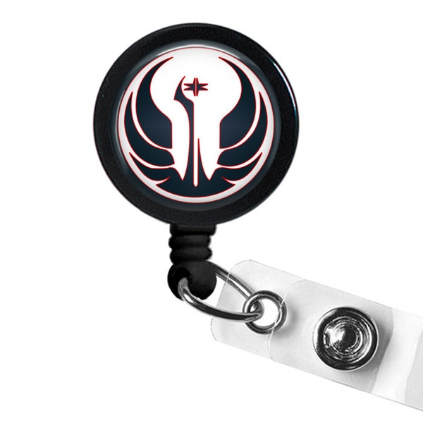 Old Galactic Republic Symbol Star Wars Inspired Photo Glass / Bottle Cap Retractable ID Badge Reel