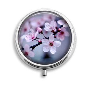 Cherry Blossoms Pill Box, Pill Case, Pill Container, Mints Case, Trinkets Box, Jewelry Box (P005)