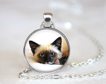 Siamese Cat Glass Pendant/Necklace/Keychain