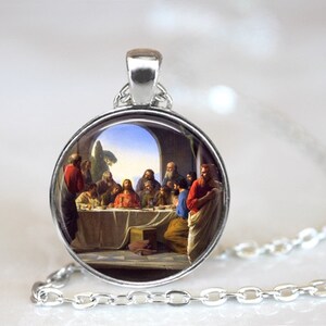 The Last Supper Carl Bloch Painting Glass Pendant, Photo Glass Necklace, Glass Keychain, Glass Jewelry
