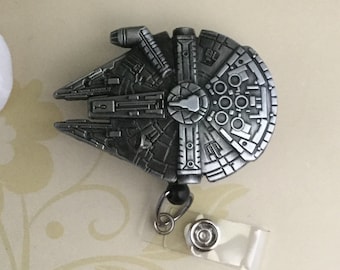 Spaceship Millenium Falcon Retractable ID Badge Reel, Nurse Badge Reel
