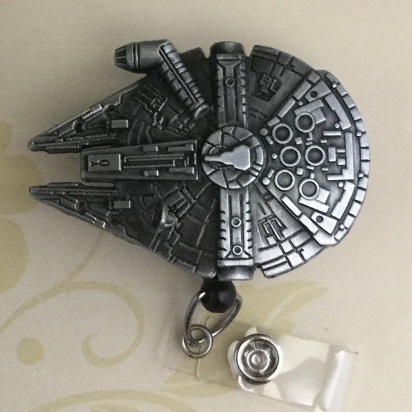 Spaceship Millenium Falcon Retractable ID Badge Reel, Nurse Badge Reel