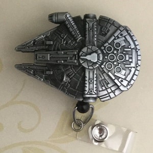 Spaceship Millenium Falcon Retractable ID Badge Reel, Nurse Badge Reel image 2