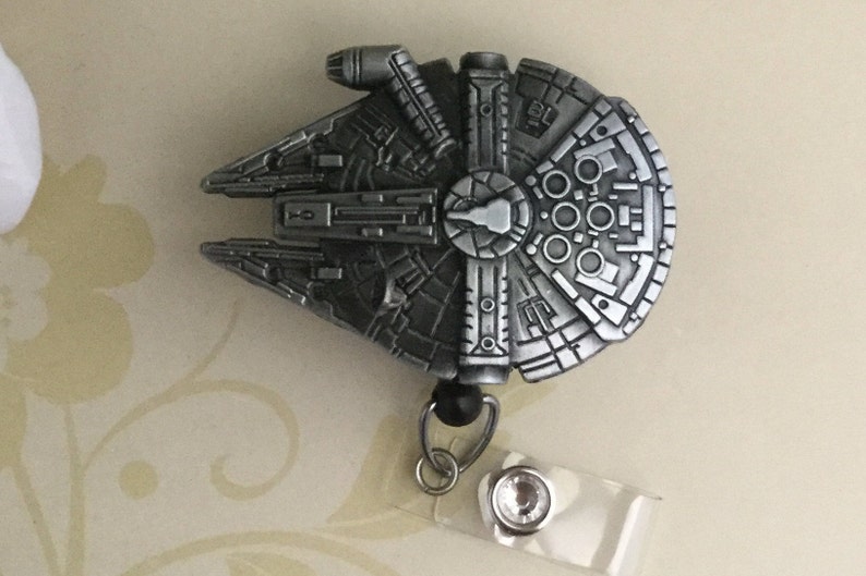 Spaceship Millenium Falcon Retractable ID Badge Reel, Nurse Badge Reel image 2