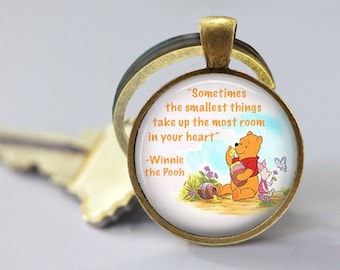 Winnie The Pooh Quote Glass Pendant, Photo Glass Necklace, Glass Keychain