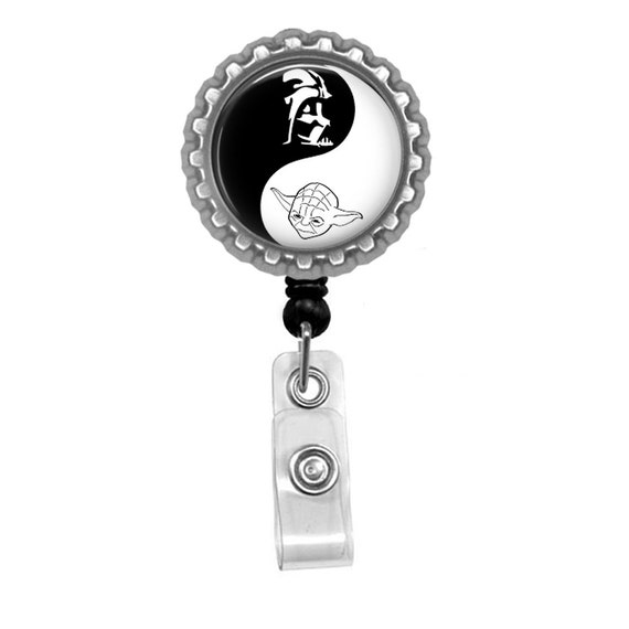 Buy Yin and Yang Yoda/ Darth Vader Star Wars Inspired Photo Glass/ Bottle  Cap Retractable ID Badge Reel Online in India 