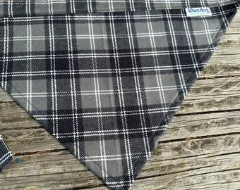 Grey plaid dog bandana