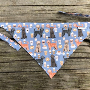 Golden doodles and coffee dog bandana