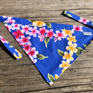 Double plumeria print dog bandana