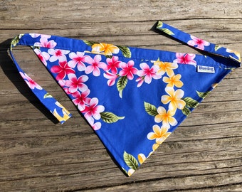 Double plumeria print dog bandana