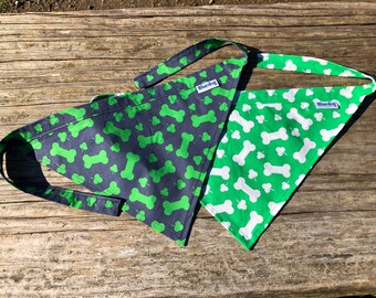 St Patrick's day bone dog bandana