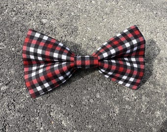 Buffalo plaid dog bow tie