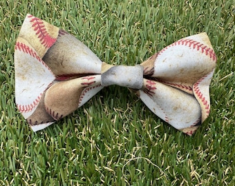 Baseball dog bow tie