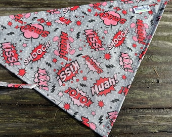 Valentine kisses dog bandana