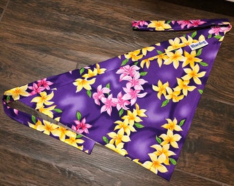Hawaiian plumeria Joan print dog bandana