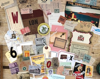 Vintage travel ephemera pack - junk journal kit - travel ephemera kit - snail mail kit - vintage travel
